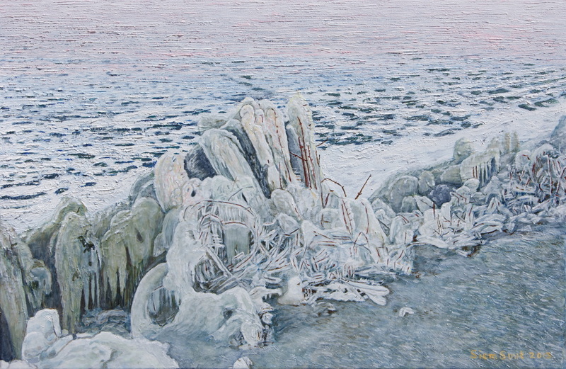 Ijsformatie na winterstorm