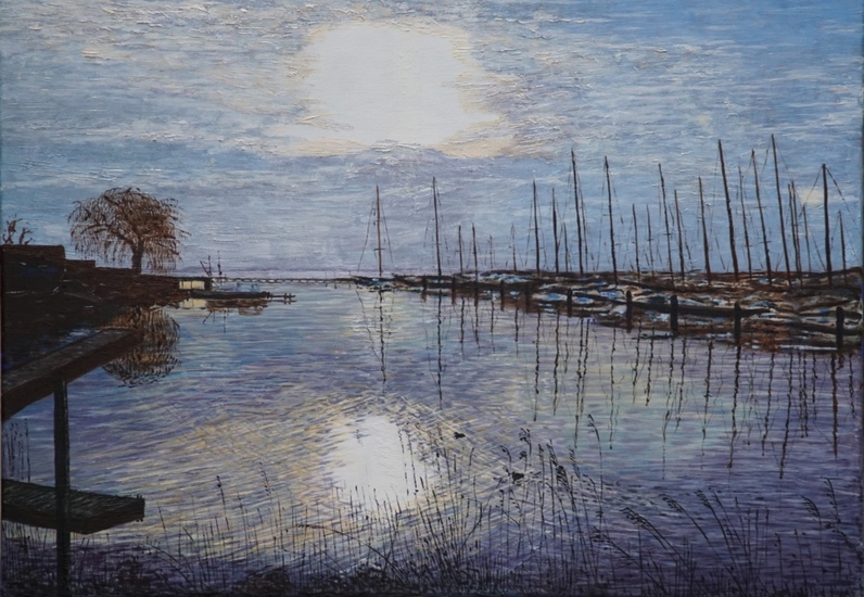 Ochtendgloren boven haven Marinapark Volendam