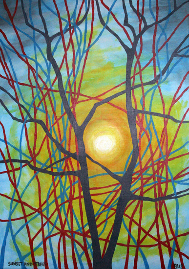 Zonsondergang en bomen