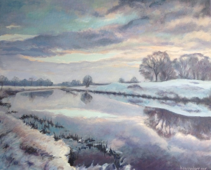 De besneeuwde Vecht in Rheeze