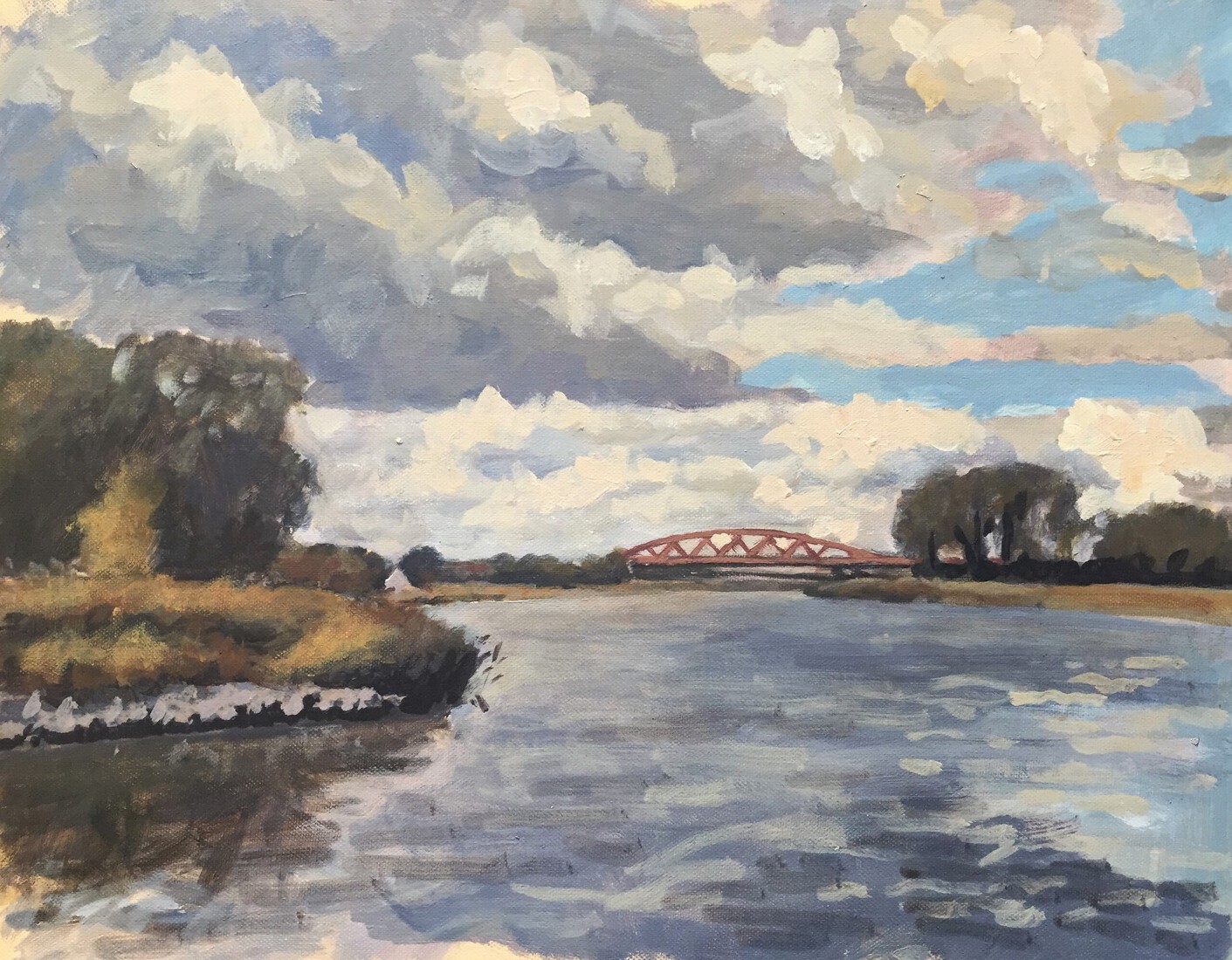 De IJssel bij de spoorbrug Zwolle
