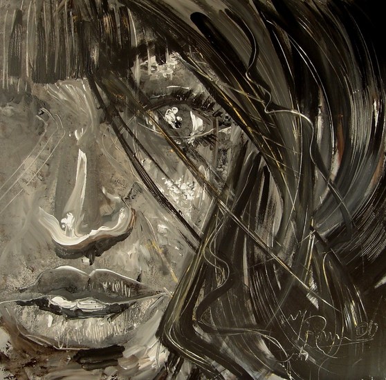 Face woman acrylic on canvas 100x100cm