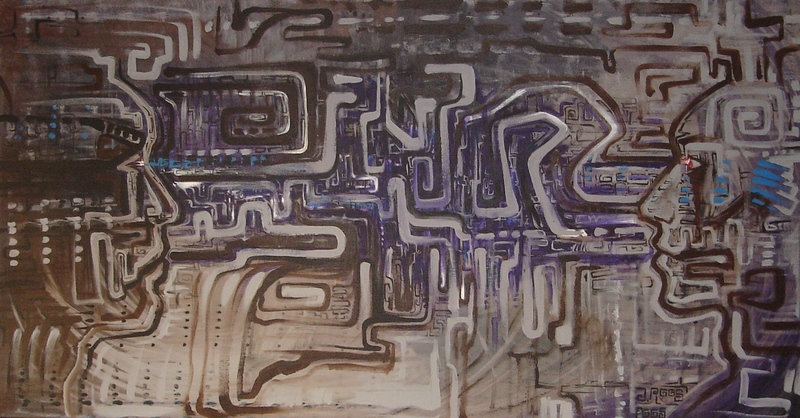 Abstract acrylic on canvas 220x110cm