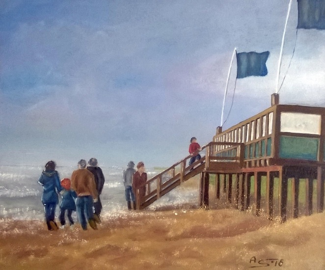 wandelen op het strand