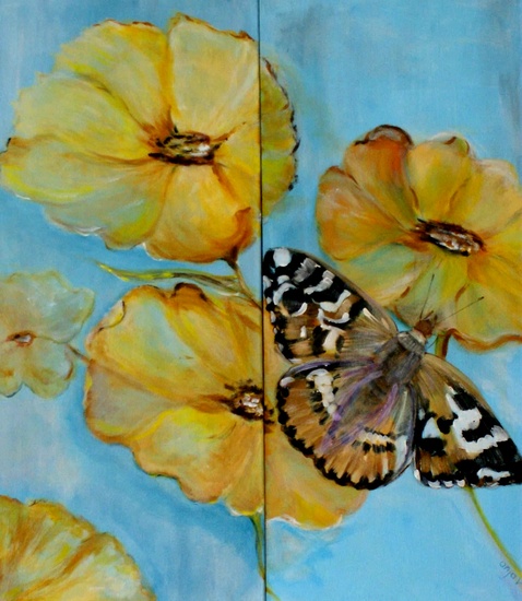 Bloemen met vlinder