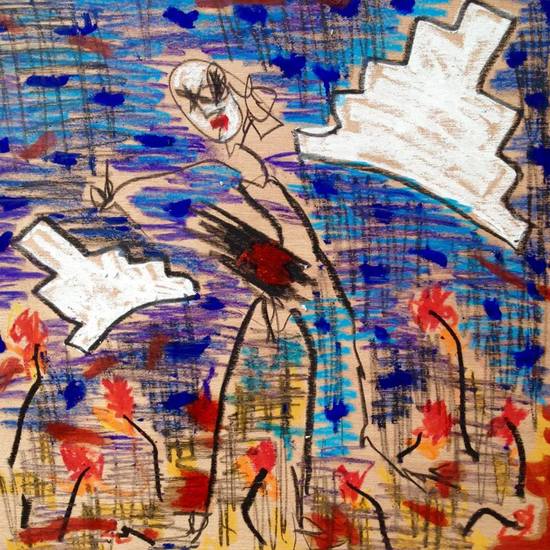 in a field with flowers