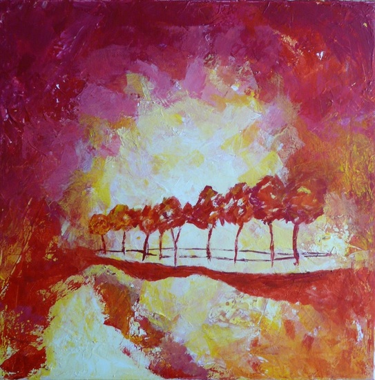 Red trees in the light