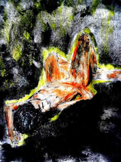 Rustende naakte vrouw