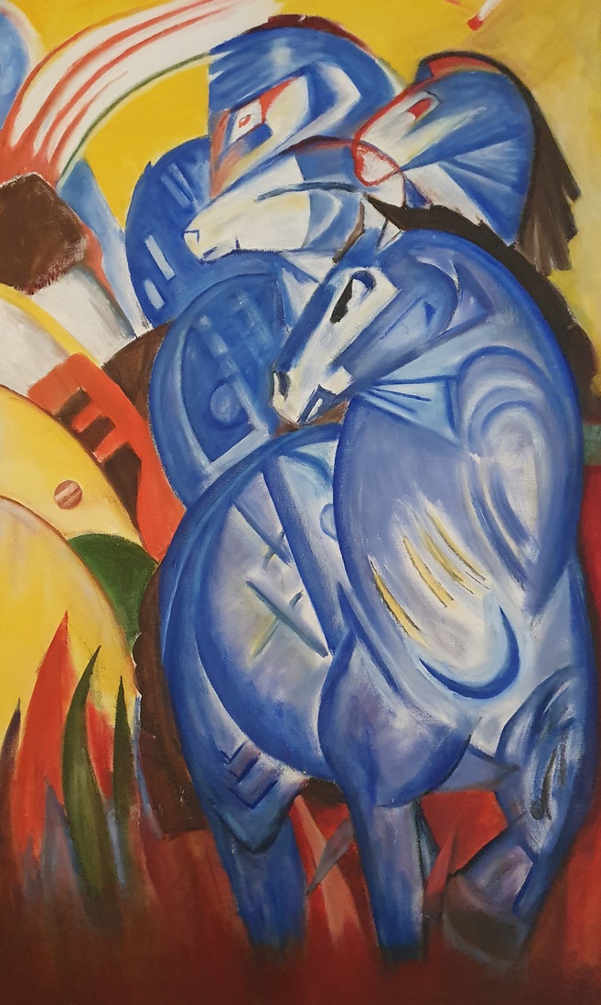 Blue horses (reproductie)