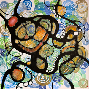 Hier zijn schilderijen in Neuromotief ofwel Neuro-art te zien