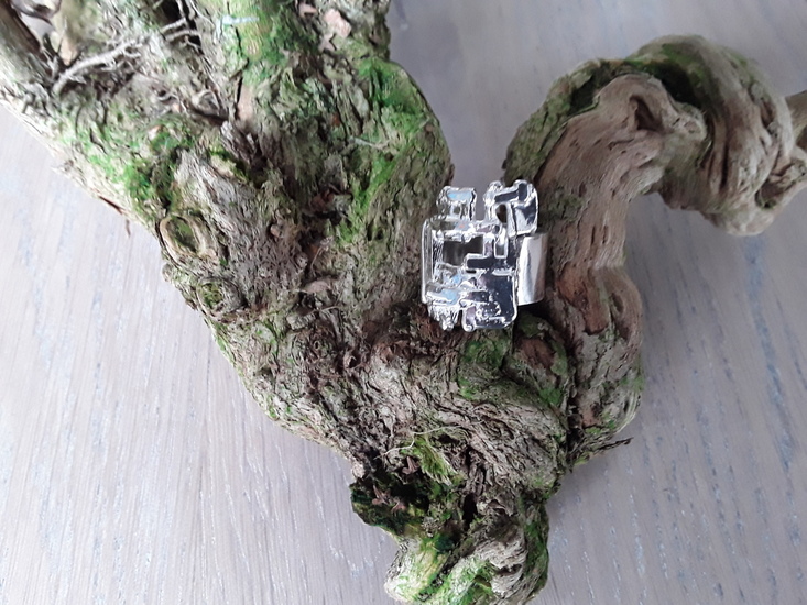 Zilveren ring.