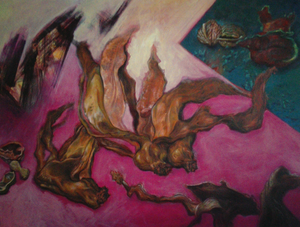 Schilderijen over een diversiteit aan onderwerpen, met een lange ontstaansgeschiedenis. Er is met grote tussenpozen steeds aan doorgewerkt. Het werk is steeds aangepast aan de actuele norm.