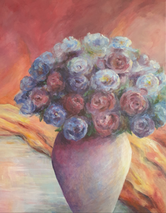 Hier ziet u Acrylschilderijen van bloemen. Naar waarneming of intuïtief geschilderd.