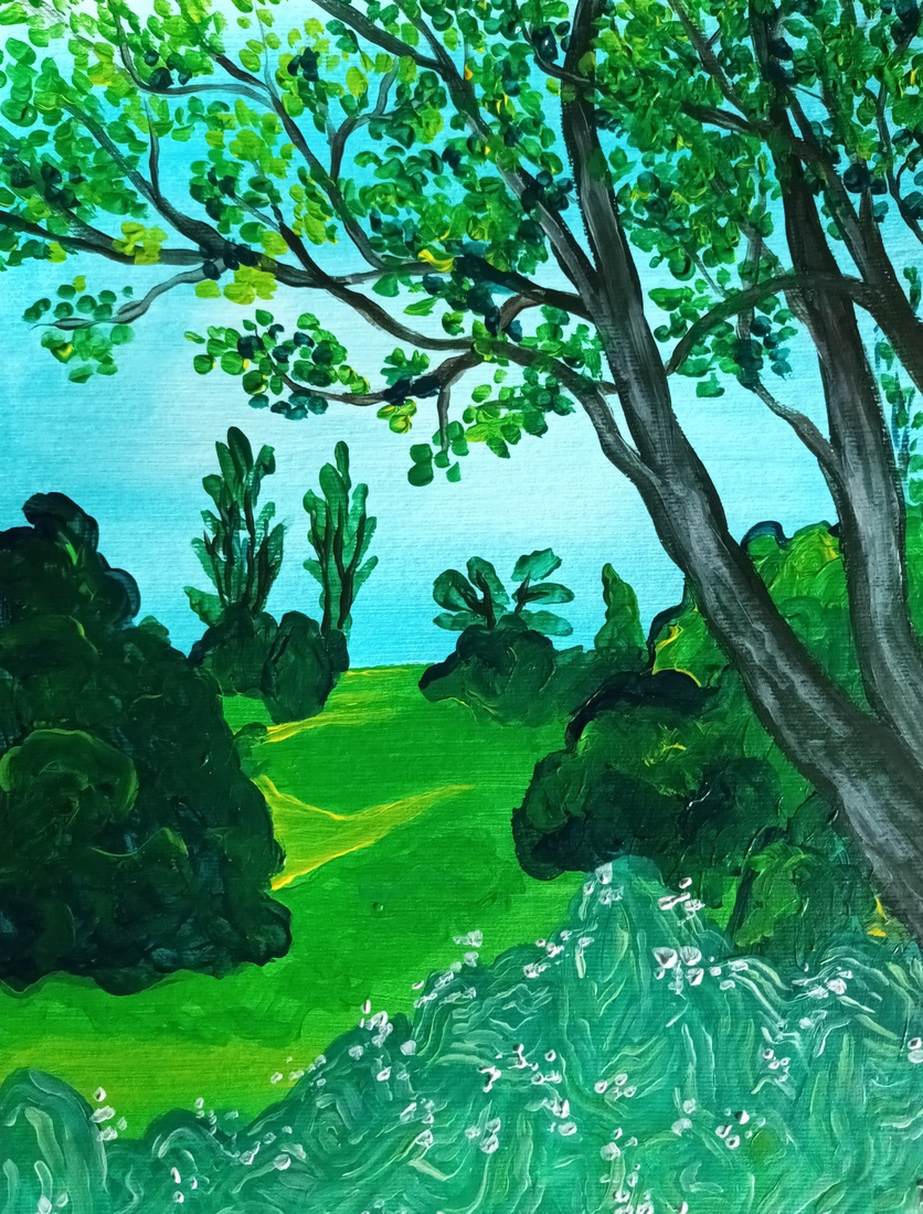 het pad tussen de struiken