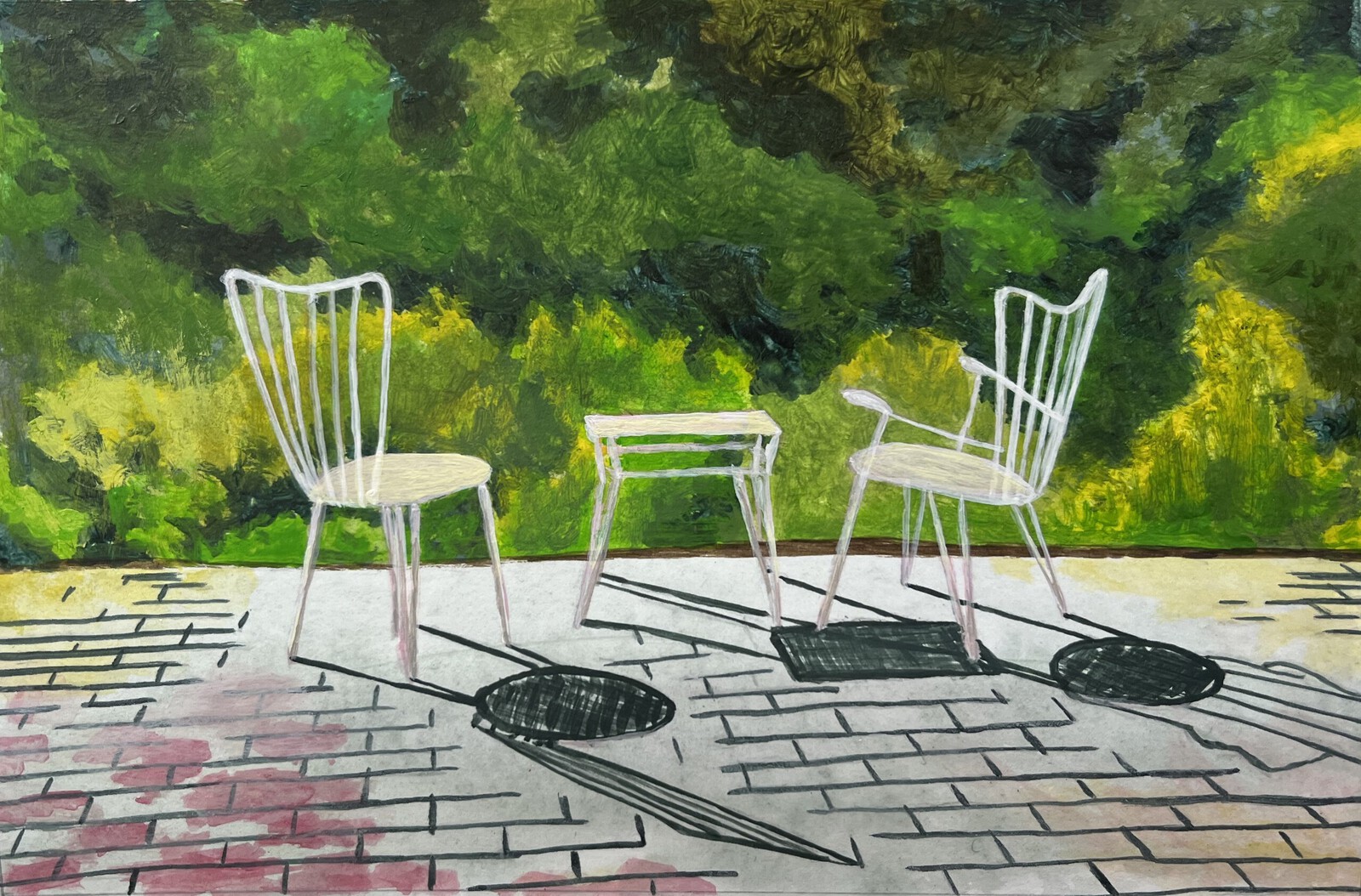 Tuin op Mallorca 2, acrylverf op papier