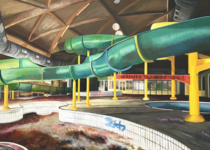 I like to visit places where decay has set in years ago. Factories that have been abandoned for decades, buildings that are about to be demolished, places that are in fact non-existent, because they lost their function ages ago. I like to go there with my camera and use the resulting photos to make new paintings in my studio.