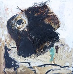 'Huidjes' mixed media met bijenwas.