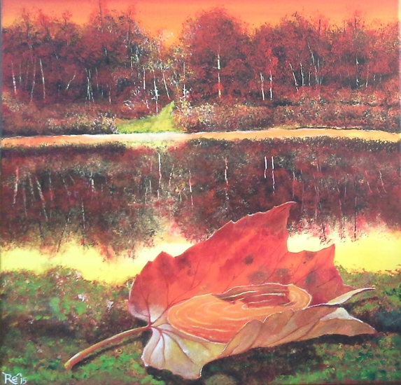 Herfst water in een blad