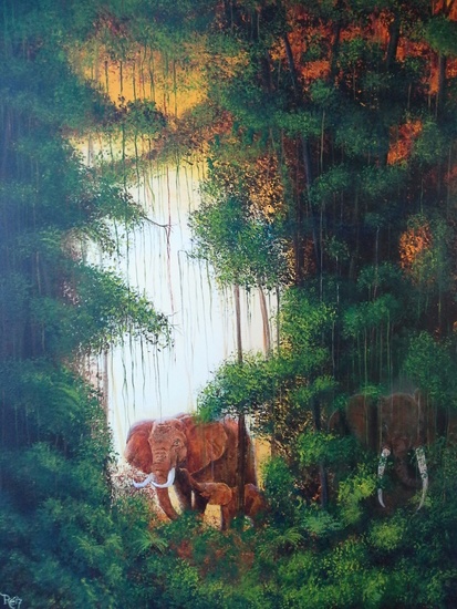 Olifanten in het oerwoud