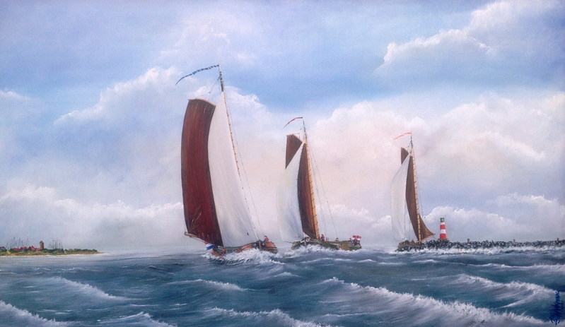 Skutsjes rond de krib.