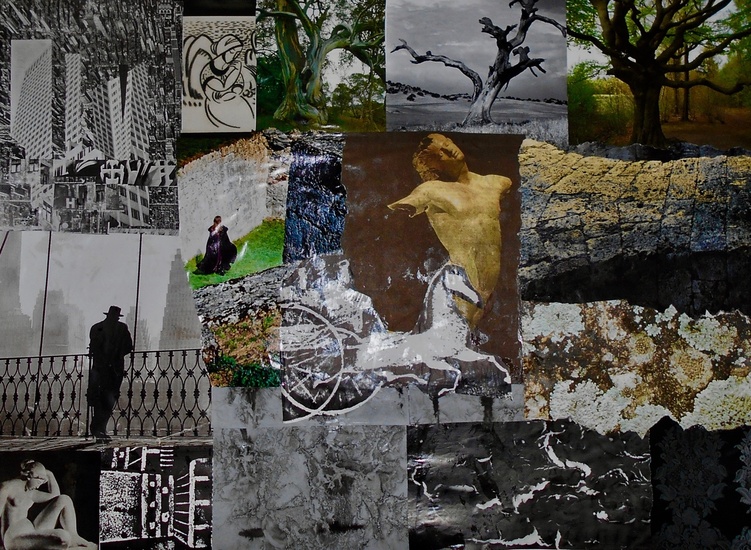 Collage met strijdwagen