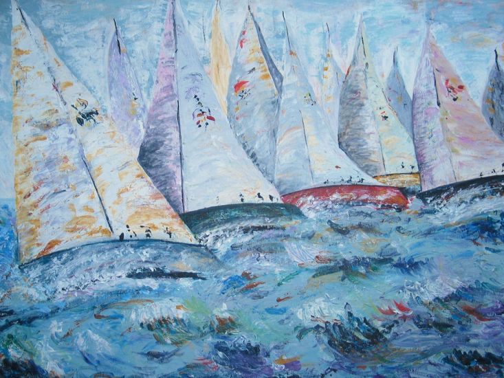 Zeilwedstrijd op ruwe zee