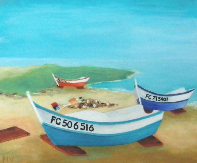 Scheepjes aan Normandische kust