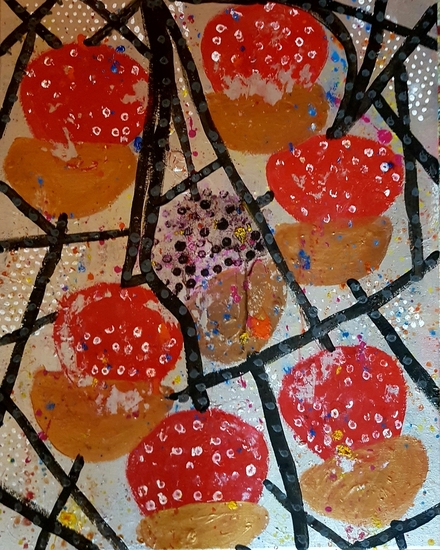 Behind the mushrooms