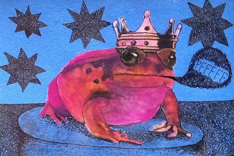 Outsider art: A frightened frog who thought he was a prince.