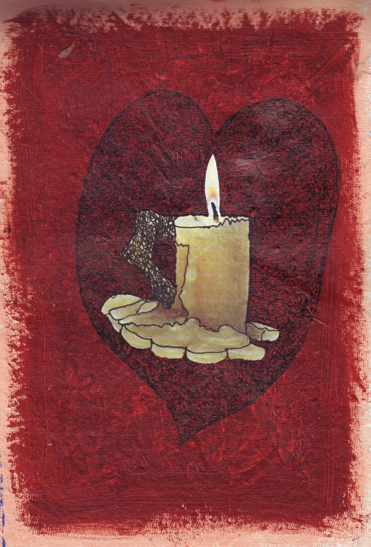 OUTSIDERART:COLLAGE NR.185 ;THE CANDLE IS GOING OUT