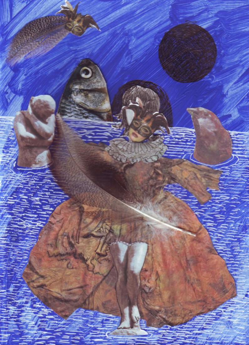 Outsider art: Collage 211: Wondering with no visible shore.