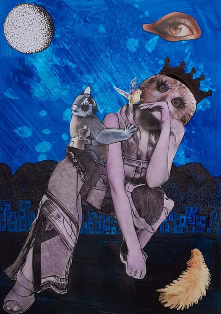 Outsiderart: Collage nr.243: The moon sees everything