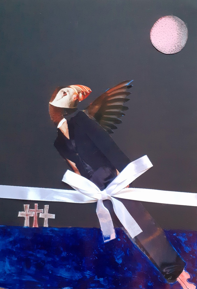 Outsiderart: collage nr 258 .Dont fall when you re pushed