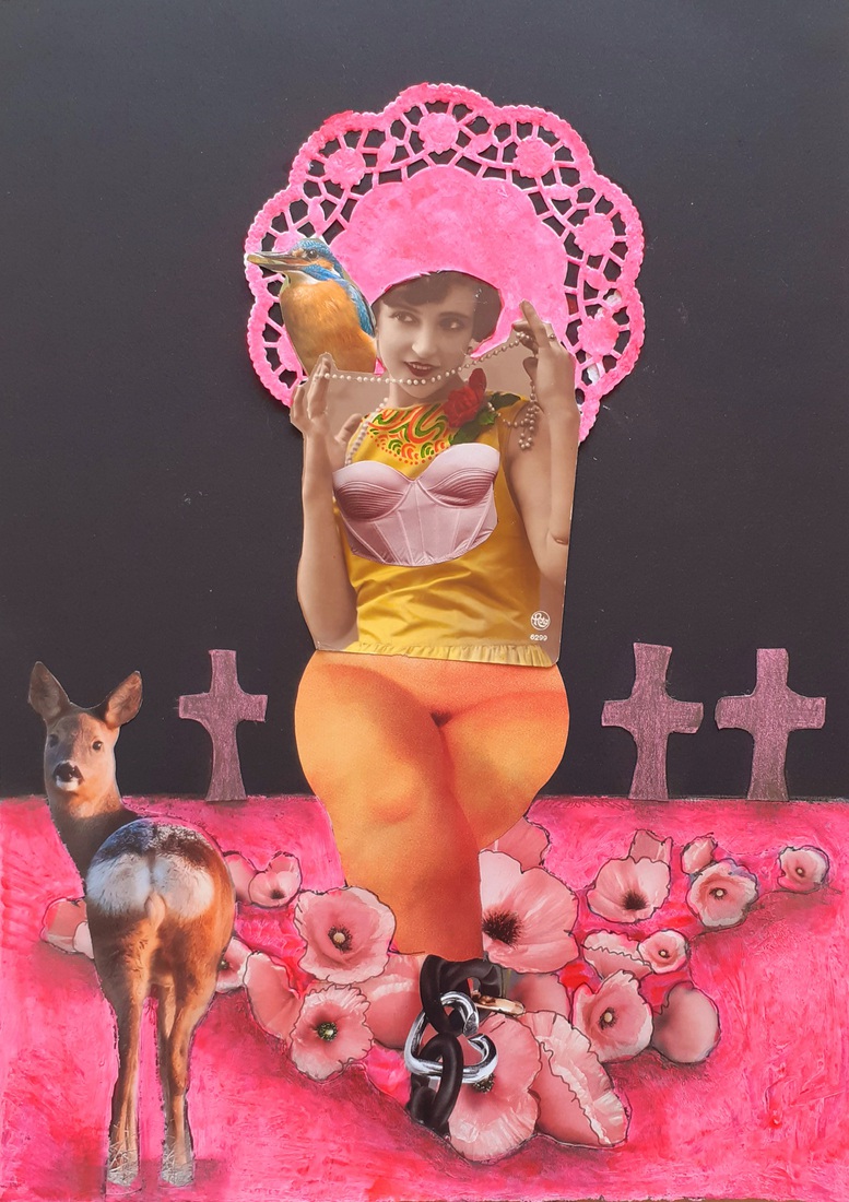 Outsiderart: Collage nr. 260. All dressed up and no where to go