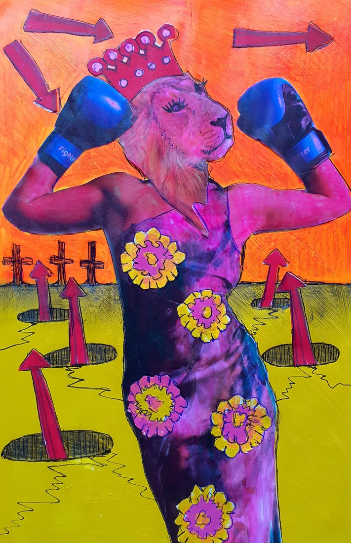 Outsiderart ; Collage nr. 1271 ; 'Never give up!'