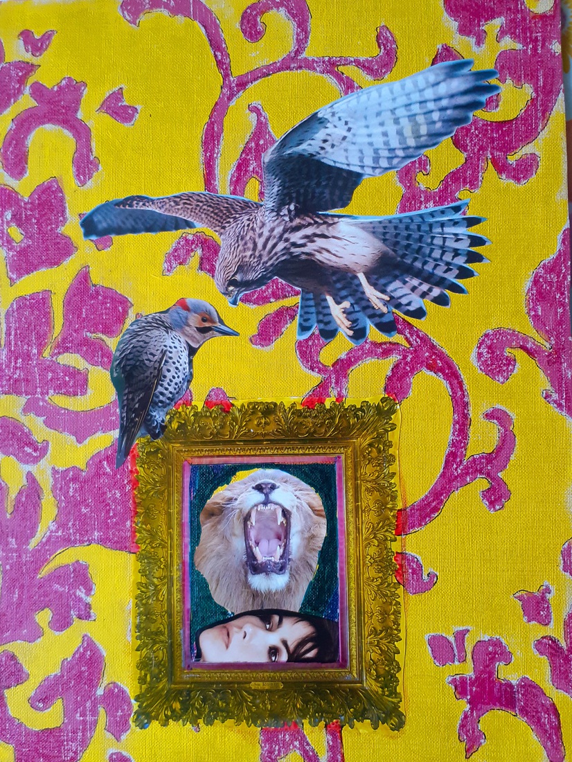 Outsiderart: Collage nr.1275 ; A neurotic moment on internet