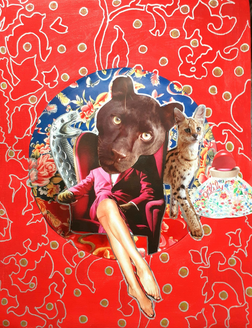 Outsiderart : Collage nr.1281: Always disappearing in the same chair