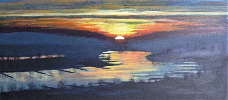 Zonsondergang bij de Nederrijn