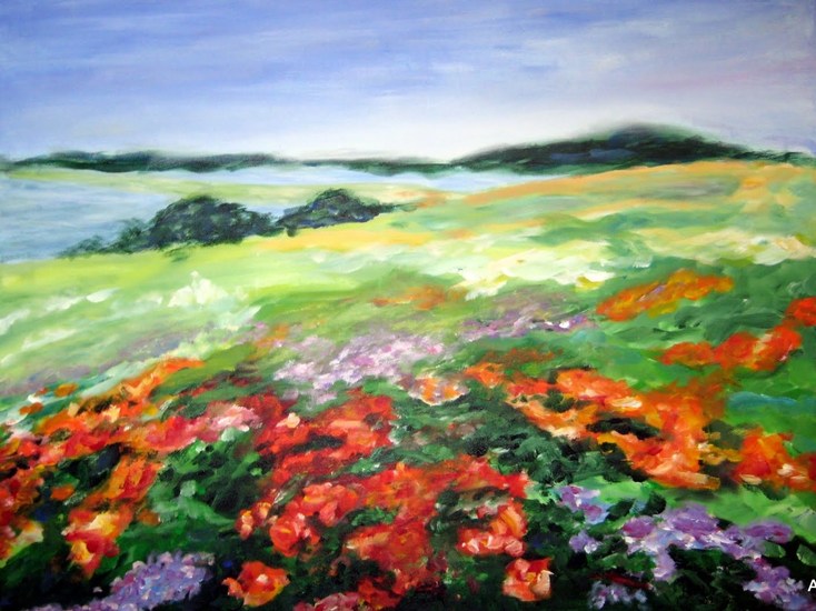 landschap met bloemen