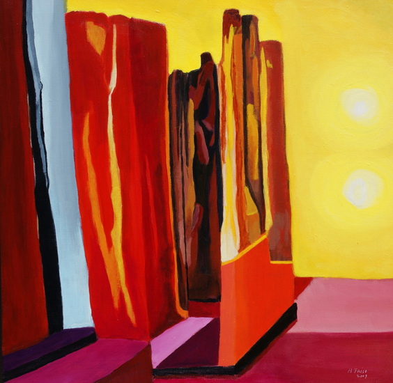 Verdraaid zicht op tafel met banken