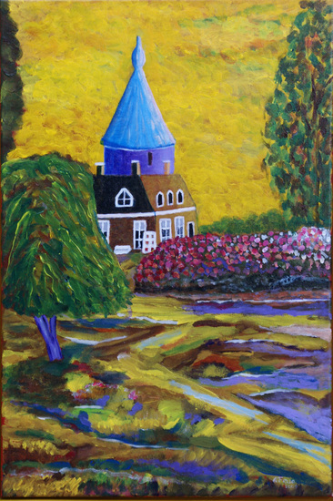 Zicht op kasteeltuin