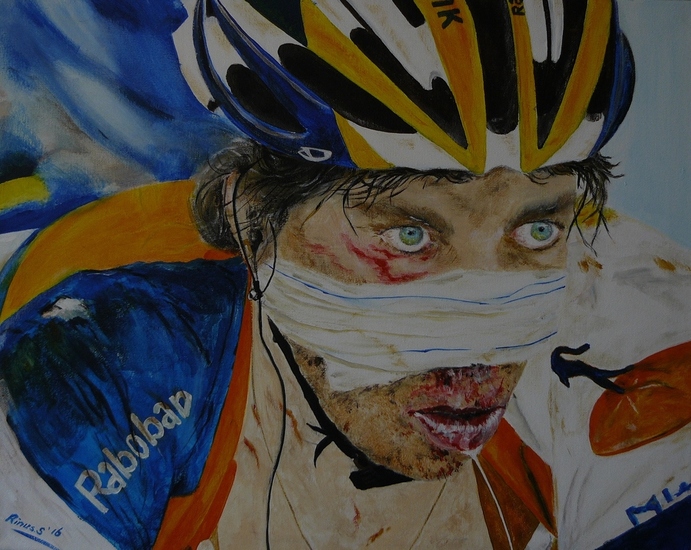 Laurens ten Dam, gevallen in de tour.