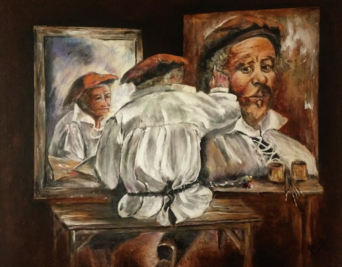 zelfportret in spiegel