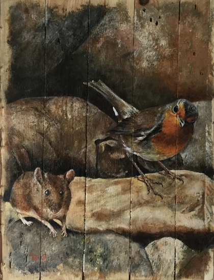 Roodboorstje met Veldmuisje