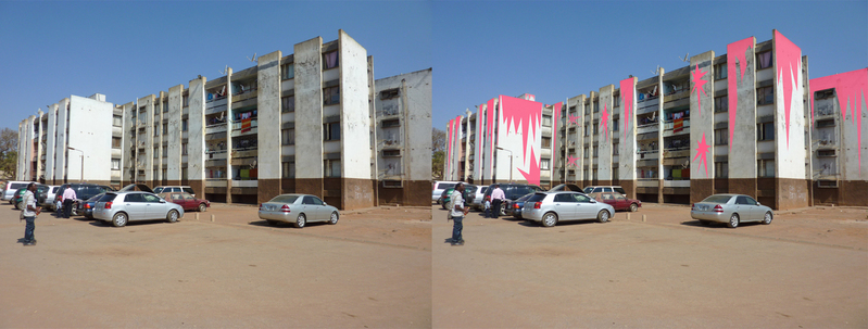 Kabwata Flats Pink Splashes (after Pop Art) Before / After