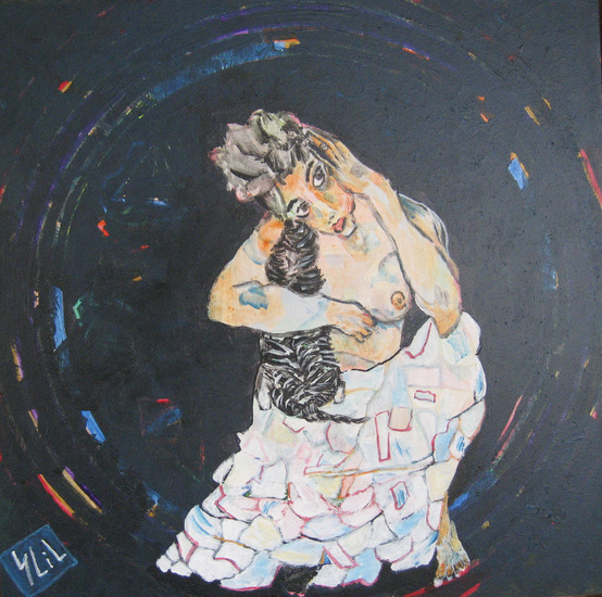 zittende vrouw met hond