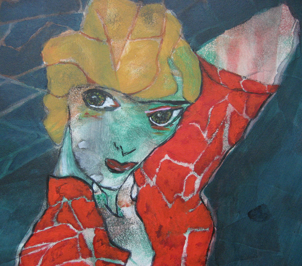 Vrouw met geheven elleboog