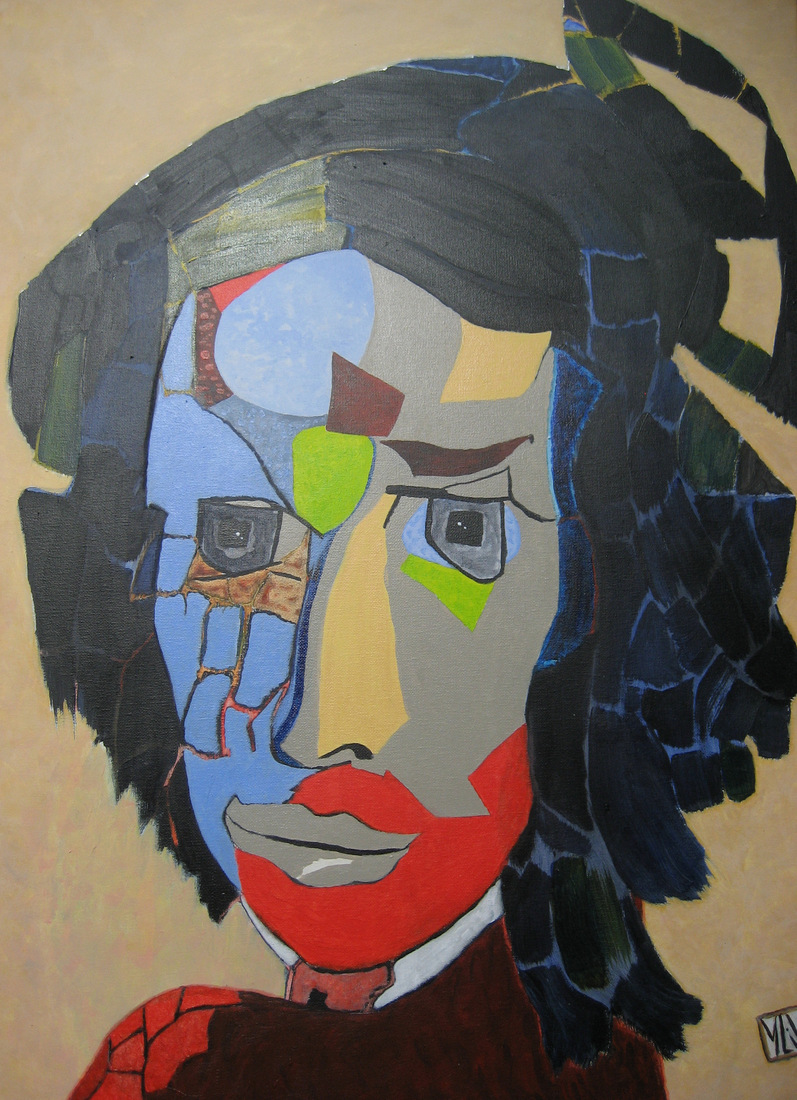 portret (2) man met strik in het haar