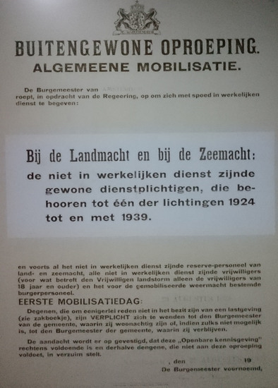 Thema WW II, Mobilisatie oproep in NL