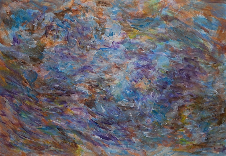 kleuren water, expressionistisch modern schilderij